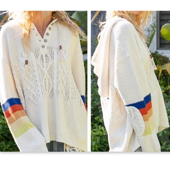 POL Hooded Sweater with Colorful Stripes NWT - Picture 8 of 12